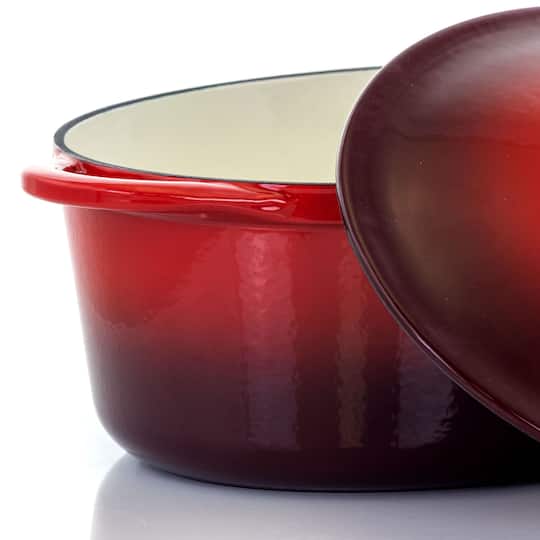 MegaChef 7qt. Red Oval Enameled Cast Iron Casserole